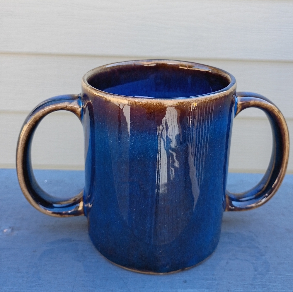 Elegant Blue Ceramic Cup with Dual Handles For Easy Handling - Picture 1 of 6
